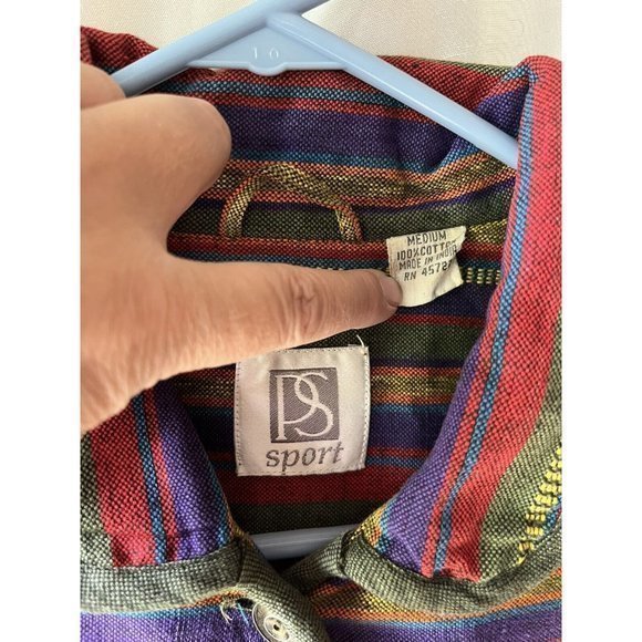 Vtg 90s PS Sport Boho Striped Hippie Woven Tapestry Jacket Coat Sz‎ M - Picture 3 of 4
